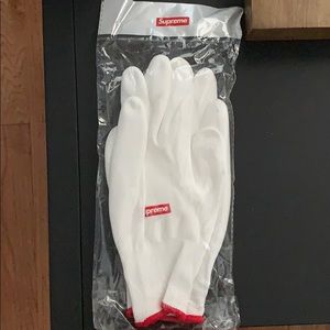 Supreme white rubberized gloves